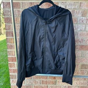 Men's Black Hooded Windbreaker Jacket, Medium
